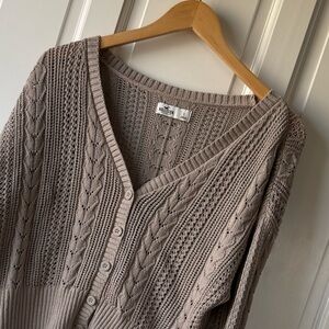 Hollister Cropped Crochet Knit Neutral Women's Sweater - Sz L